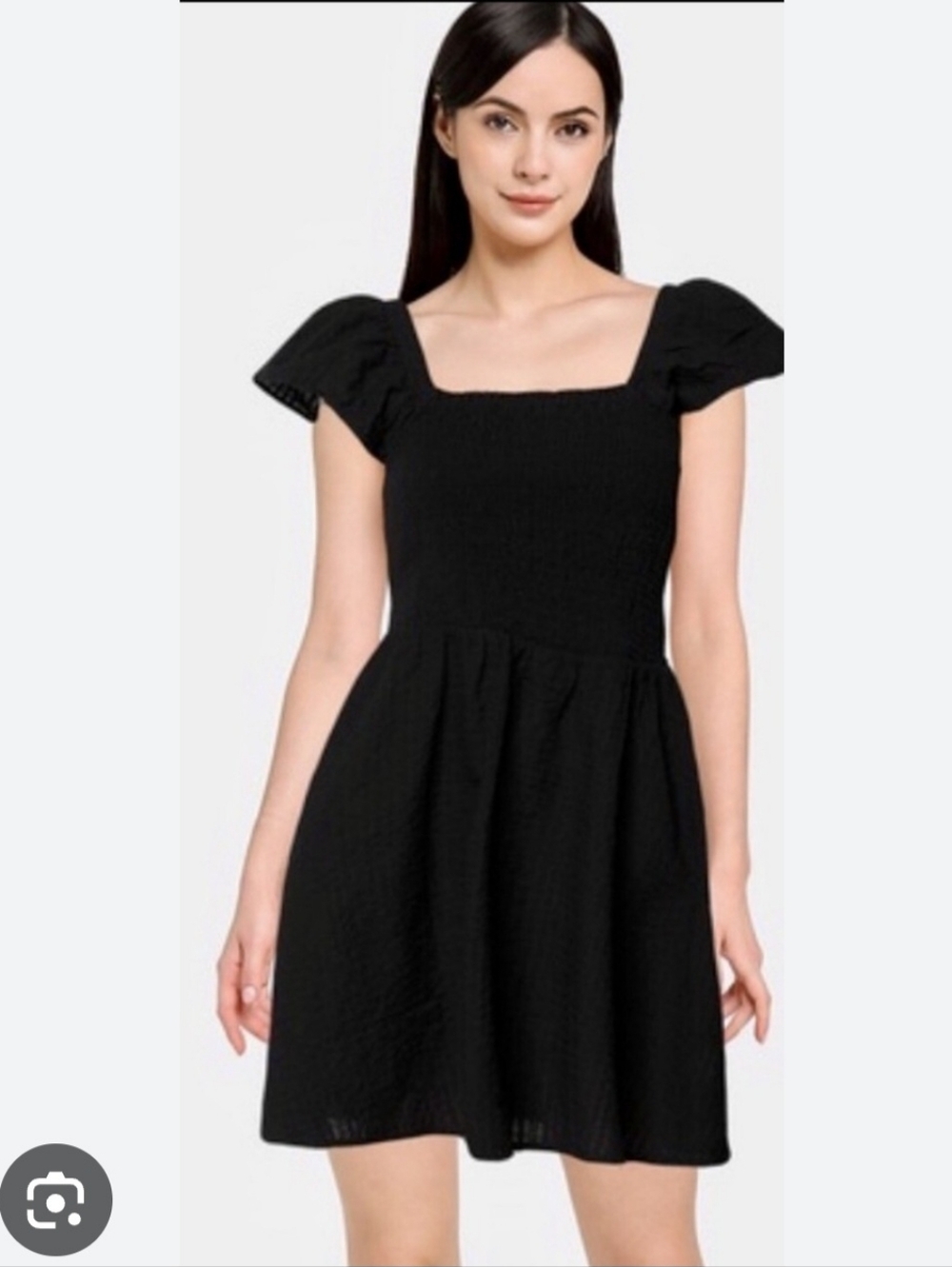 Old Navy Black Square-Neck Mini Dress with Flutter Sleeves